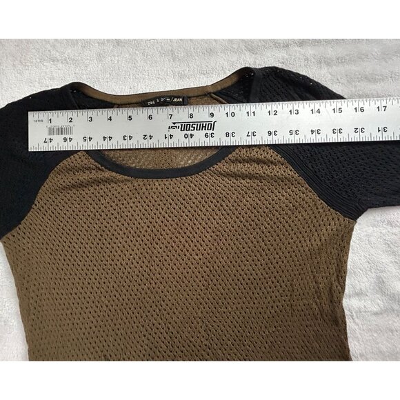 Rag & Bone Women Colorblock Genevieve Long Sleeve Perforated Sweater Small Brown - Picture 5 of 7
